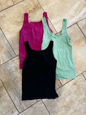 Women’s Tank Tops Set - Black, Hot Pink & Mint